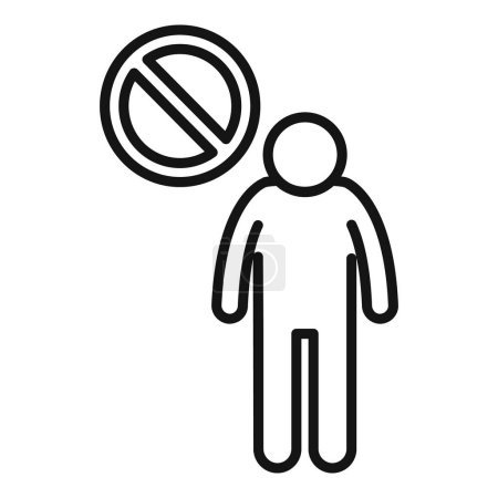 Black and white vector icon depicting a person and a forbidden sign, indicating restricted access