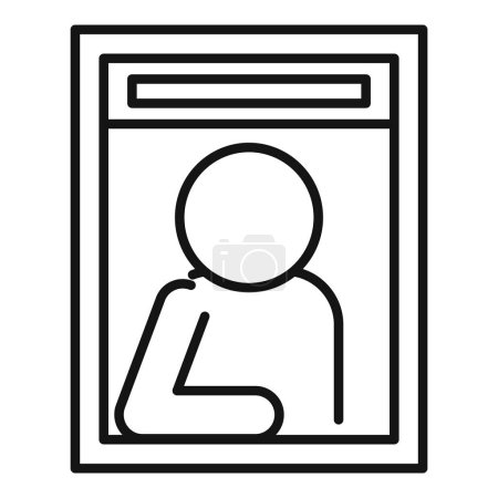 Ilustración de Icono de línea negra simplificado que representa a una persona que mira desde un marco de ventana, adecuado para varios diseños - Imagen libre de derechos