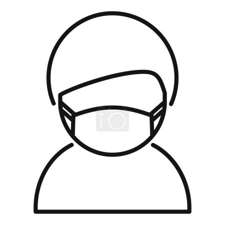 Einfaches Liniensymbol, das eine Person mit einer schützenden Gesichtsmaske darstellt, geeignet für Gesundheitsmaterialien