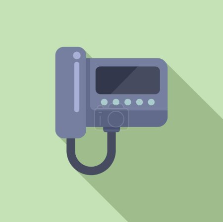 Vector illustration of a modern intercom on a green wall with a flat design style and shadow