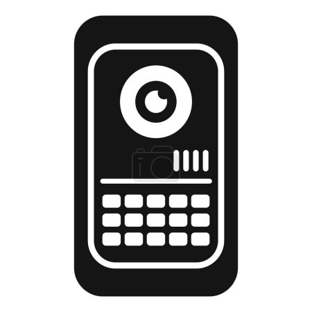 Black and white graphic of a classic mobile phone with buttons and screen