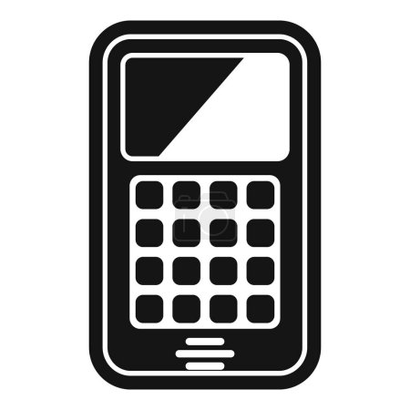 Icono de teléfono móvil vintage con tecnología retro clásica y teclado antiguo, aislado en blanco y negro, ilustración vectorial simplista