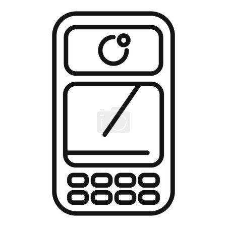 Black and white line drawing of a classic mobile phone, suitable for technology themes