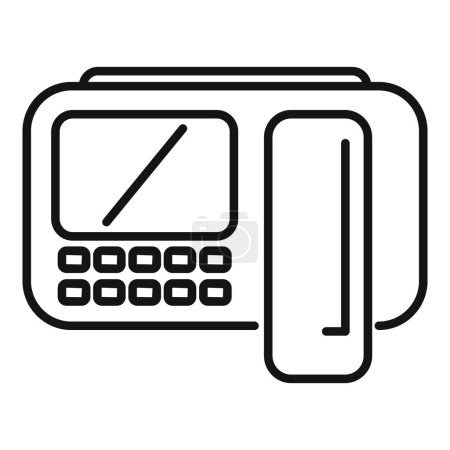 Black and white line drawing of a retro beeper, isolated on a white background