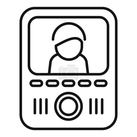 Futuristische Raumfahrt-Ikone für Astronauten mit minimalistischem Schwarz-Weiß-Design. Mit einer Vektorillustration eines Raumfahrers in einem Raumanzug mit Raumschiff und Steuerpult. Mobil
