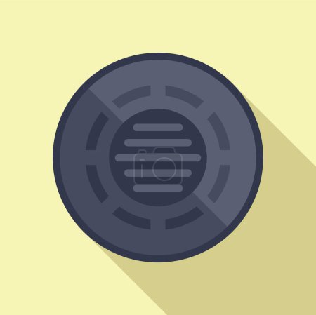 Illustration for Vector graphic of a stylized manhole cover with shadow on a yellow background - Royalty Free Image