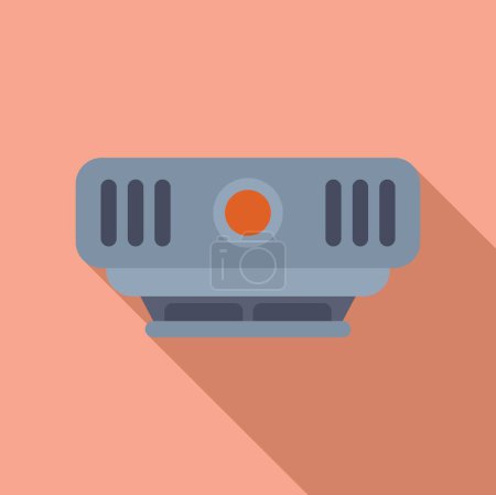 Minimalistische Vektorillustration eines Projektors mit flachem Design auf einem pfirsichfarbenen Hintergrund