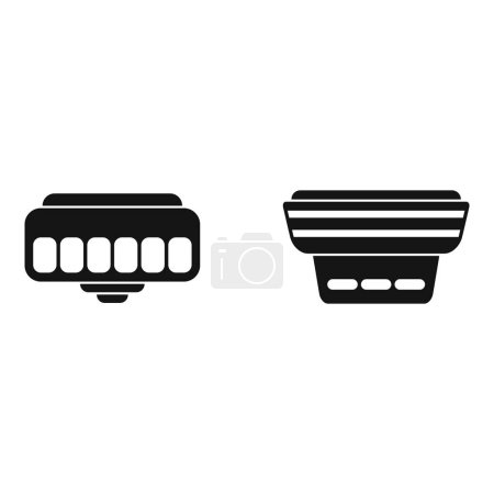 Vector icons representing a memory stick and a cpu, essential elements of computer hardware
