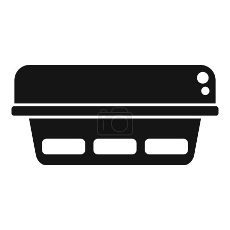 Black and white vector illustration of a disposable food container
