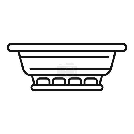 Simple black and white line drawing depicting an empty basket, suitable for various design needs