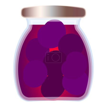 Illustration for Digital image of a sealed jar filled with purple pickled plums against a white background - Royalty Free Image