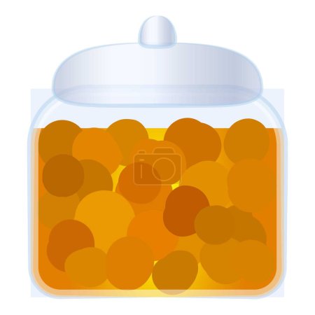 Vector illustration of a transparent glass jar filled with fresh orange fruits