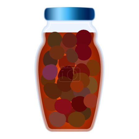 Illustration for Colorful digital artwork depicts a closed jar full of spherical fruits, ideal for culinary designs - Royalty Free Image