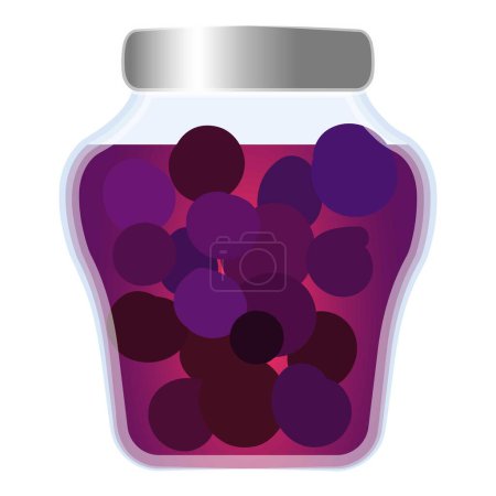 Illustration for Colorful, flatdesign vector image featuring a jar full of purple preserved fruits - Royalty Free Image