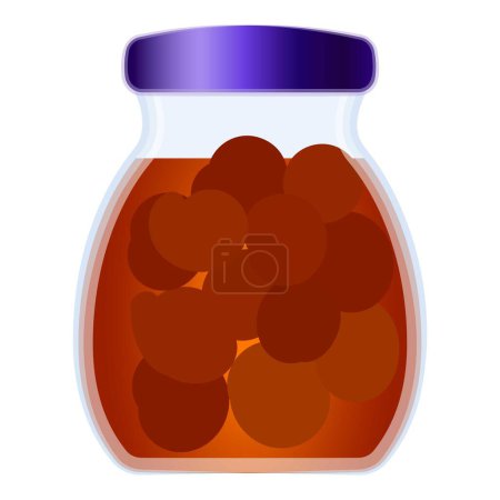 Colorful digital graphic of a jar filled with red jam, isolated on a white background