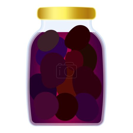 Illustration for Colorful digital drawing featuring preserved round fruits in a sealed jar - Royalty Free Image