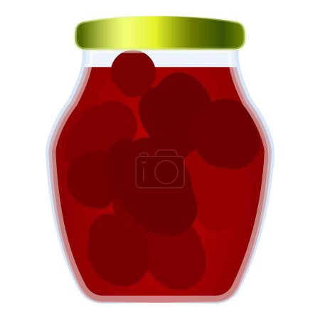 Téléchargez les illustrations : Graphic image showcasing a jar full of deep red preserved cherries with a golden lid - en licence libre de droit