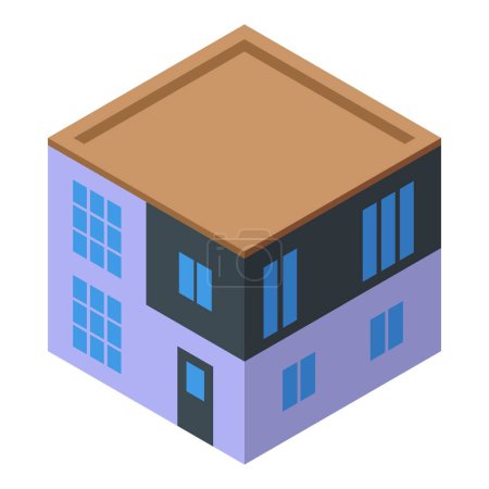 Stilvolle isometrische Wohnbau-Illustration in einer modernen urbanen Nachbarschaft mit 3D-Flachdesign und zeitgenössischer Architektur, perfekt für Immobilien- und Immobilienkonzepte