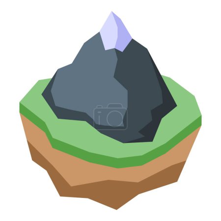 Vector graphic illustration of a stylized mountain on a floating island, perfect for digital design elements