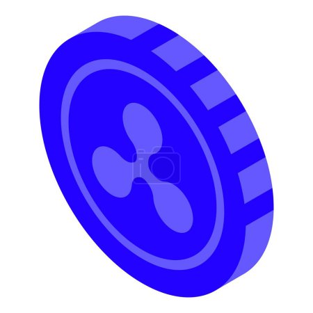 Digitale Illustration einer blauen isometrischen Ripple-xrp-Münze, die Kryptowährung symbolisiert