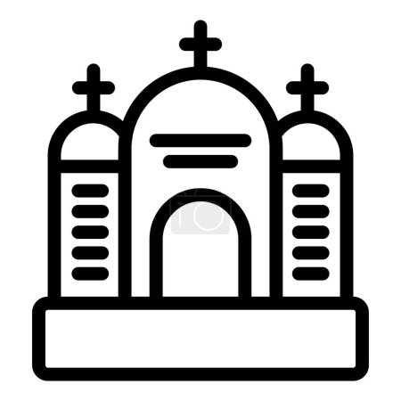 Ilustración de Dibujo en blanco y negro de una estructura de iglesia clásica con cruces - Imagen libre de derechos