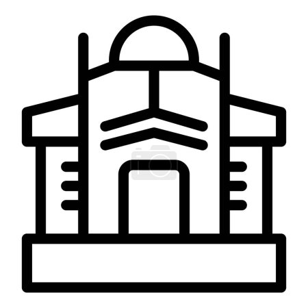 Black line icon of a courthouse, representing legal and judicial concepts