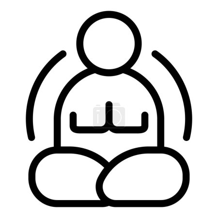 Schwarze Linie Ikone einer Person in einer Yoga-Meditationspose, die Ruhe und Achtsamkeit repräsentiert