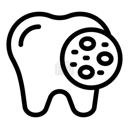 Black line icon representing a tooth with caries, suitable for dental health topics