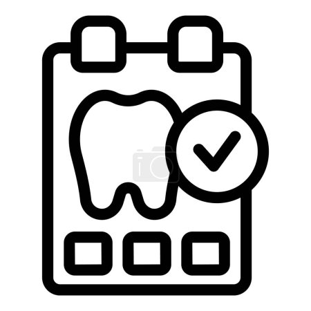 Dental appointment reminder icon with tooth check mark symbol for scheduling regular checkups and cleanings in a simple flat design vector isolated on white background for dental care and oral hygiene