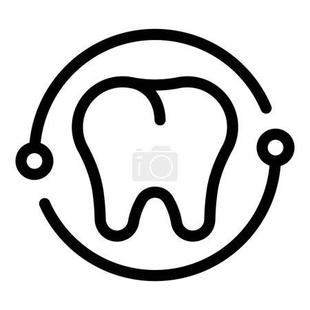 Icono simple en blanco y negro que representa un diente dentro de un lazo de estetoscopio, simbolizando el cuidado dental