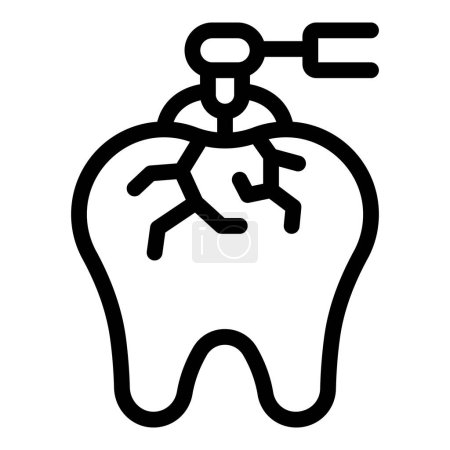 Icône minimaliste d'extraction dentaire en noir et blanc avec pinces, illustration vectorielle, représentant la procédure d'ablation dentaire et la chirurgie buccale en dentisterie