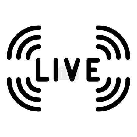 Icono en blanco y negro que simboliza una transmisión en vivo o servicio de streaming con ondas de señal