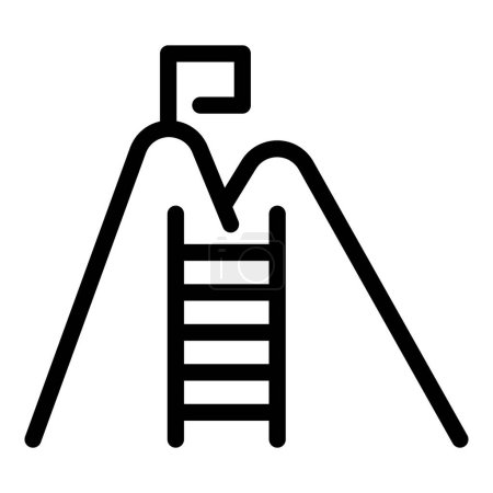 Un icono de línea simple que representa un pico de montaña con una escalera ascendente