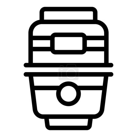 Illustration icône en noir et blanc d'une tasse à café réutilisable avec couvercle