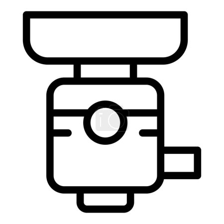 Ilustración vectorial en blanco y negro del icono del accesorio flash de la cámara con un diseño gráfico simple y un esquema moderno, perfecto para la fotografía comercial de archivo y la mejora de la imagen digital