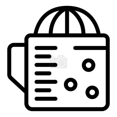 Simple black and white citrus juicer icon illustration in line art style for user interface and web design, featuring a manual kitchenware juice extractor graphic