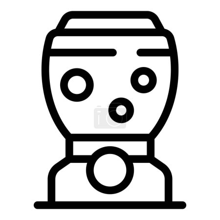 Cartoon astronaut icon in space with helmet. Vector illustration. Line art character design. Suit exploration. Simple flat cosmic traveler avatar