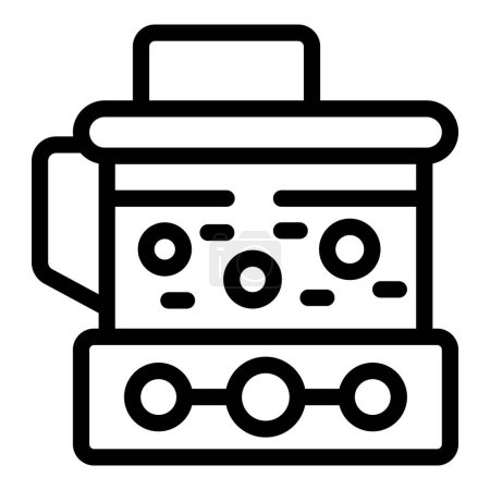 Icône d'art linéaire simple représentant une photocopieuse de bureau multifonctionnelle en noir et blanc