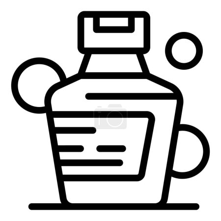 Black line art vector of a syrup bottle and measuring cup, perfect for recipe illustrations