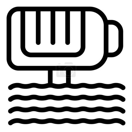 Simple line illustration of an electric immersion heater for water heating, in a bold black and white design