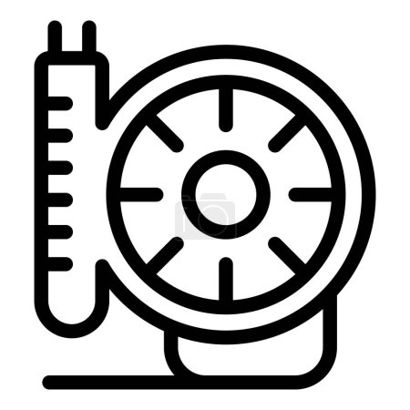 Schwarze Linie Symbol eines Autoreifens und Manometer, Symbol für Auto-Wartung