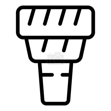 Illustration for Simple, bold illustration of a flashlight icon in a black and white line art style - Royalty Free Image