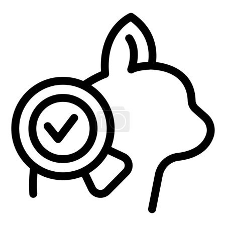 Verified quality control icon with magnifying glass. Thumbs up approval. And assurance check in simple black and white minimalist vector illustration for certification. Inspection