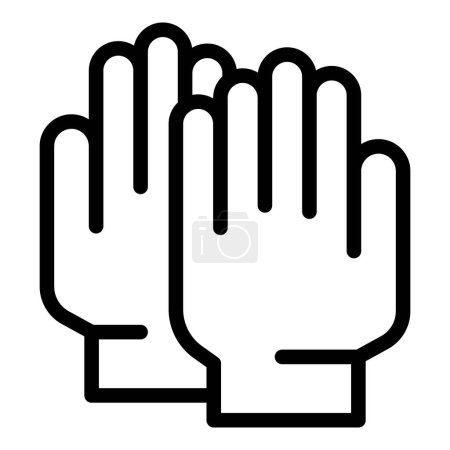 Simple black and white line drawing of two human hands in a raised position