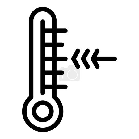 Cold temperature thermometer icon for weather. Climate. And medical measurement in winter with freezing point scale. Vector drawing