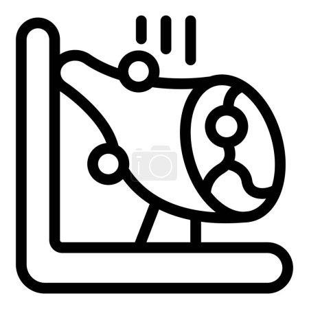Detailed industrial spotlight icon in black and white vector illustration for lighting equipment, safety, and security symbol design