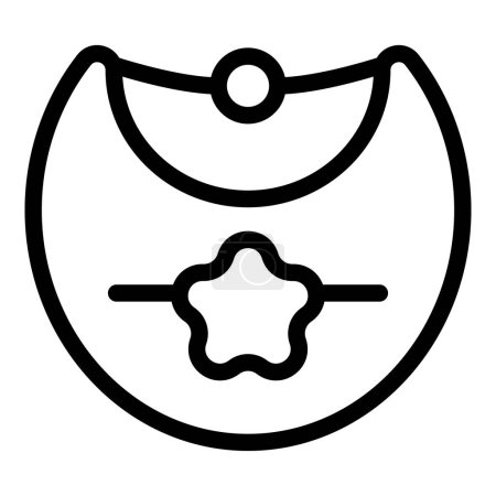Simplified line art of a baby bib with a star design in the center, in black and white