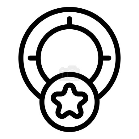 Black and white outline of a baby pacifier with a star design, suitable for graphics, web, and app development