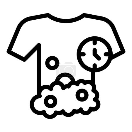 Black and white vector graphic of a tshirt with laundry care symbols