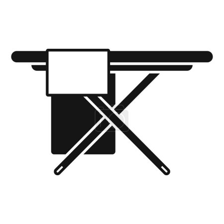 Icono gráfico de una tabla de planchar con un paño colgante, que simboliza las tareas domésticas